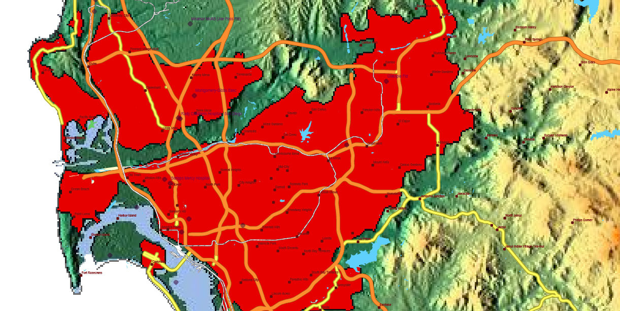 California State US Map Vector Exact High Detailed Roads Map + Relief Topo (raster) editable Adobe Illustrator in layers