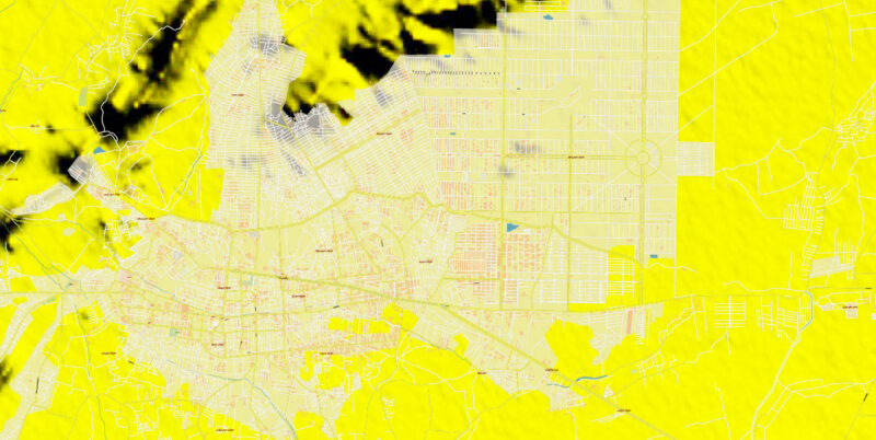 Kandahar Province Afghanistan Vector Map Exact High Detailed editable Adobe Illustrator Street Map + Relief Topo Raster in layers