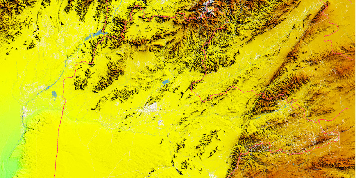 Kandahar Province Afghanistan Vector Map Exact High Detailed editable Adobe Illustrator Street Map + Relief Topo Raster in layers