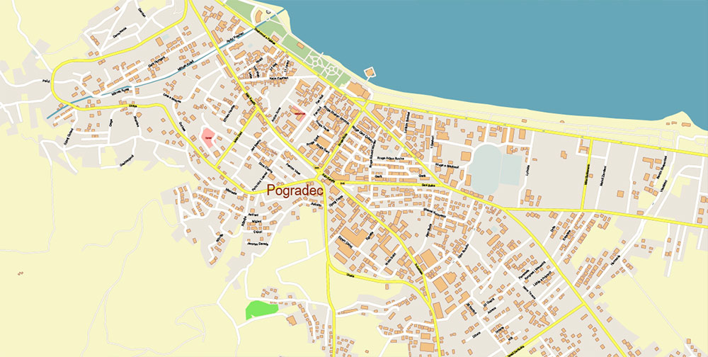 Ohrid North Macedonia Vector Map high detailed All Roads Streets map editable Layered Adobe Illustrator