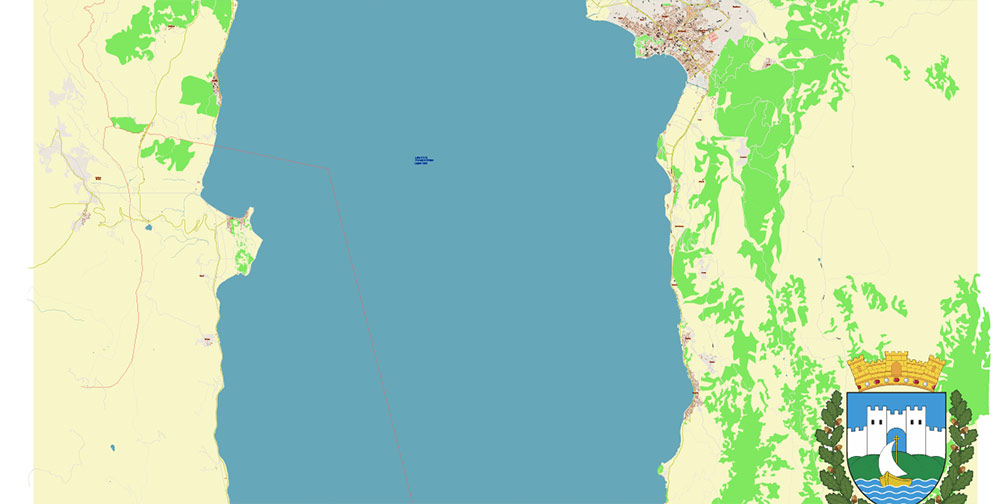 Ohrid North Macedonia Vector Map high detailed All Roads Streets map editable Layered Adobe Illustrator