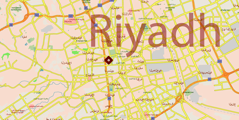 Saudi Arabia HD Vector Map high detailed roads and admin, editable layered in Adobe Illustrator