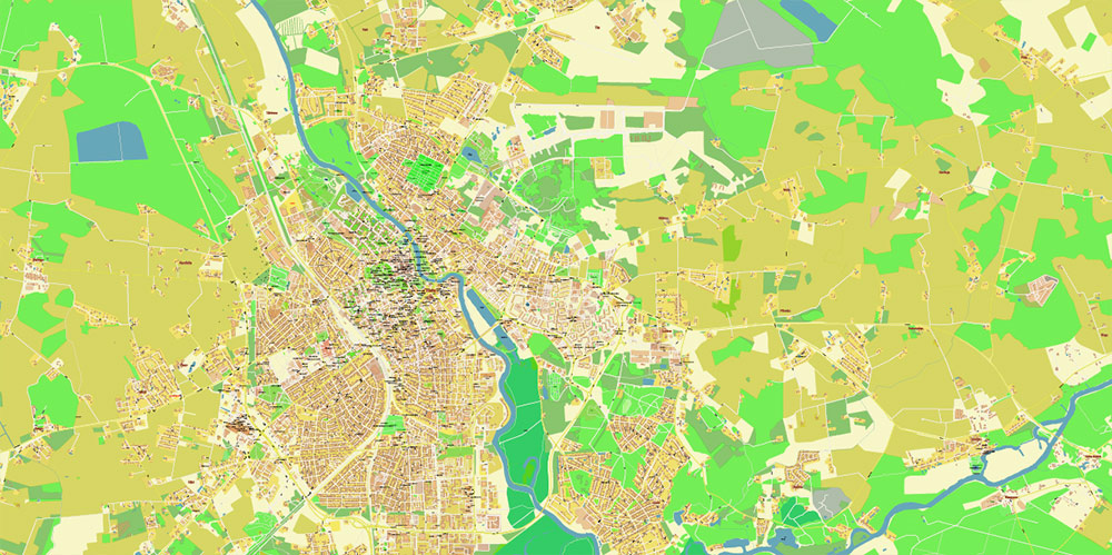 Tartu Estonia Vector Map high detailed All Roads Streets map editable Layered Adobe Illustrator