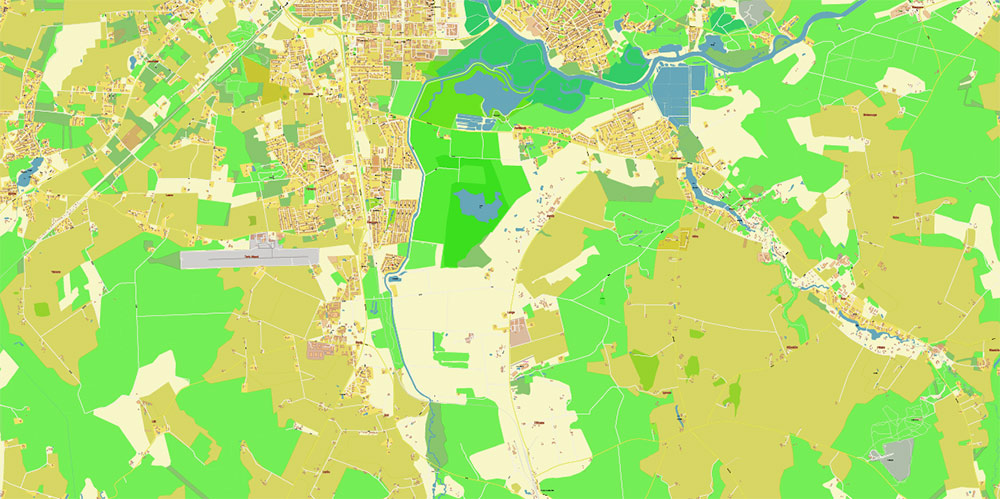 Tartu Estonia Vector Map high detailed All Roads Streets map editable Layered Adobe Illustrator