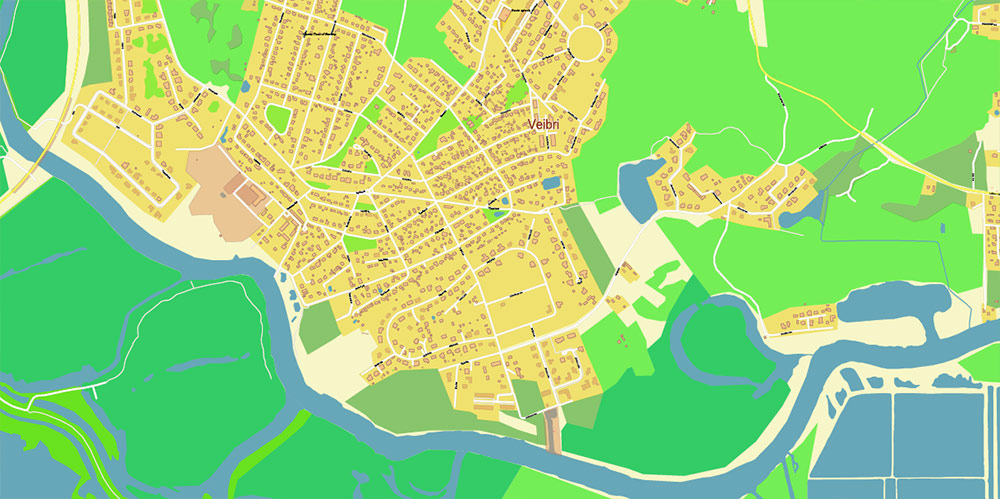 Tartu Estonia Vector Map high detailed All Roads Streets map editable Layered Adobe Illustrator