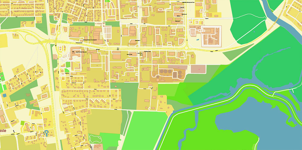 Tartu Estonia Vector Map high detailed All Roads Streets map editable Layered Adobe Illustrator