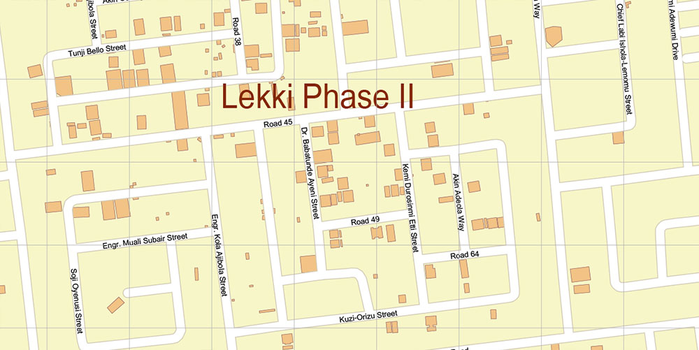 Eti Osa Lagos Nigeria Map Vector Exact City Plan High Detailed Street Map editable Adobe Illustrator in layers