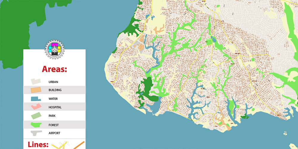 Eti Osa Lagos Nigeria Map Vector Exact City Plan High Detailed Street Map editable Adobe Illustrator in layers