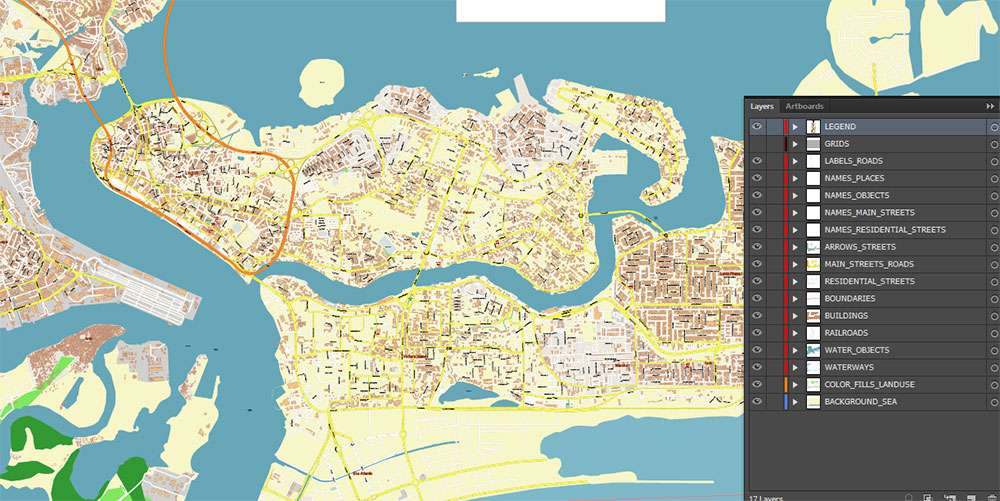 Eti Osa Lagos Nigeria Map Vector Exact City Plan High Detailed Street Map editable Adobe Illustrator in layers