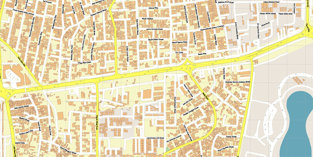 Eti Osa Lagos Nigeria Map Vector Exact City Plan High Detailed Street Map editable Adobe Illustrator in layers