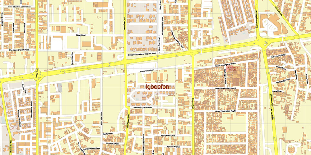 Eti Osa Lagos Nigeria Map Vector Exact City Plan High Detailed Street Map editable Adobe Illustrator in layers