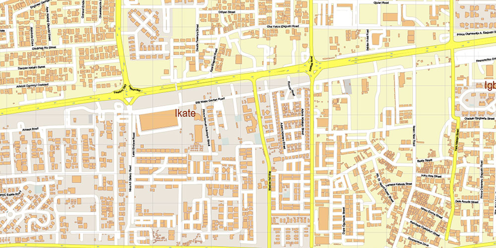 Eti Osa Lagos Nigeria Map Vector Exact City Plan High Detailed Street Map editable Adobe Illustrator in layers