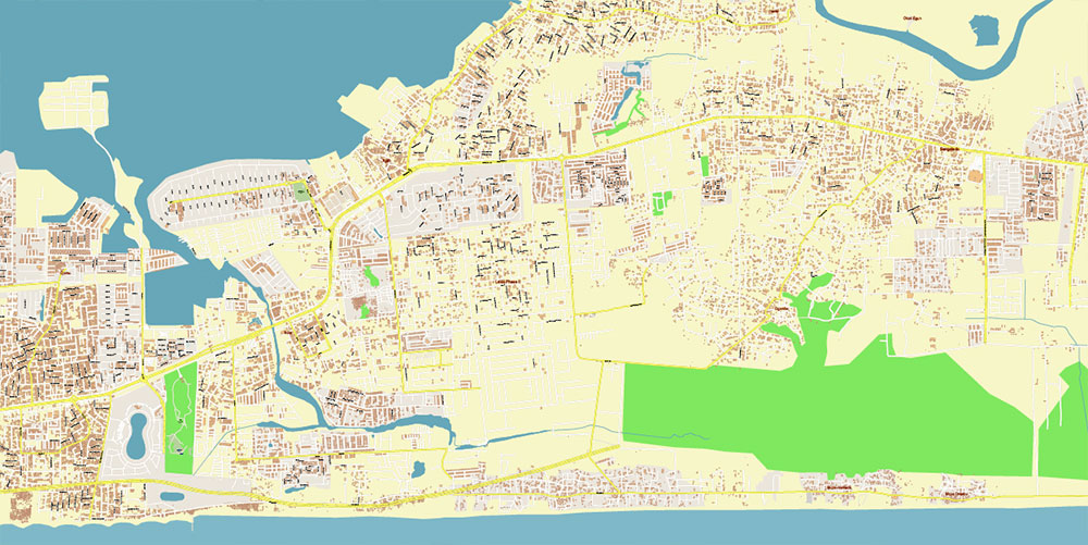 Eti Osa Lagos Nigeria Map Vector Exact City Plan High Detailed Street Map editable Adobe Illustrator in layers