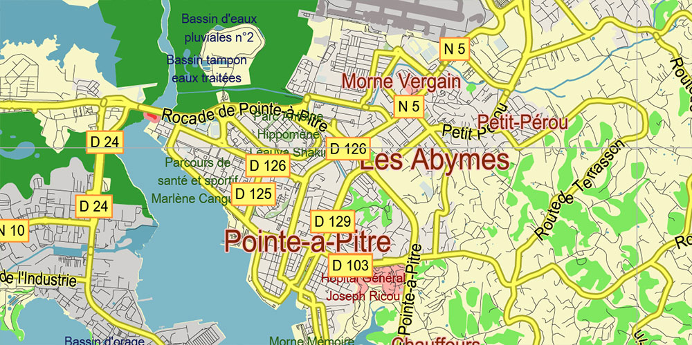 Guadeloupe France Vector Map high detailed road map editable Layered Adobe Illustrator