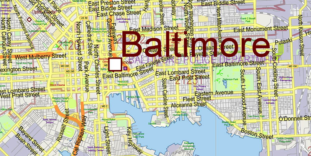 Maryland State US Map Vector Extended Exact High Detailed Street Road Map + Counties + Zipcodes editable Adobe Illustrator in layers