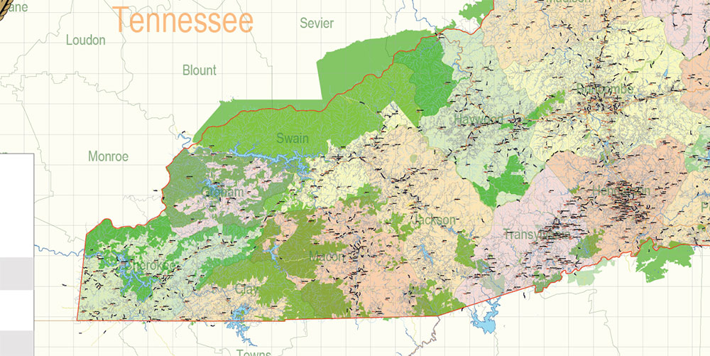 North Carolina State US Map Vector Exact Extended High Detailed Road Admin Map editable Adobe Illustrator in layers
