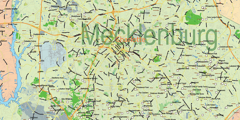 North Carolina State US Map Vector Exact Extended High Detailed Road Admin Map editable Adobe Illustrator in layers