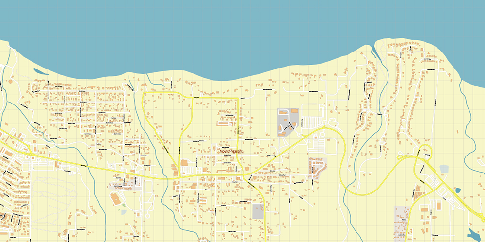 Port Angeles Washington USA Map Vector Exact City Plan High Detailed Street Map editable Adobe Illustrator in layers