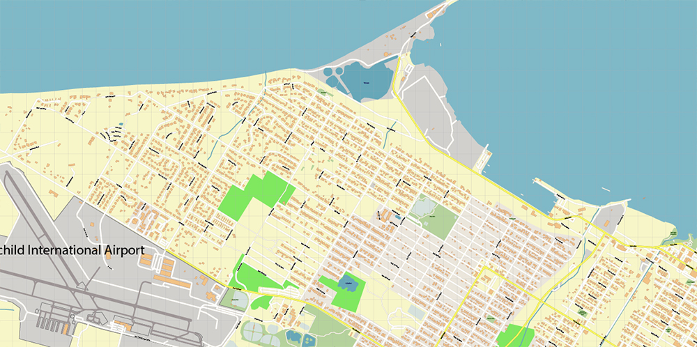 Port Angeles Washington USA Map Vector Exact City Plan High Detailed Street Map editable Adobe Illustrator in layers