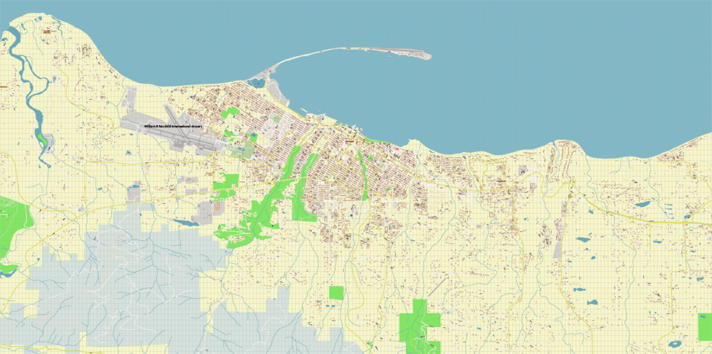 Port Angeles Washington USA Map Vector Exact City Plan High Detailed Street Map editable Adobe Illustrator in layers