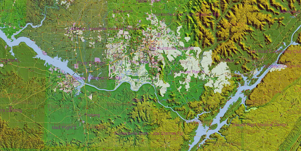 Alabama State US Map Vector Exact Shaded Reliaf and Roads High Detailed Map + Counties + Zipcodes editable Adobe Illustrator in layers