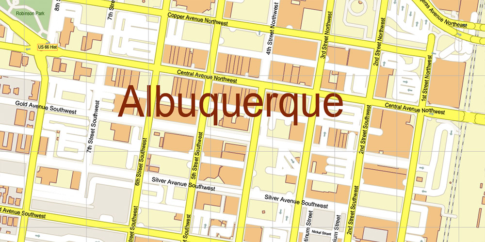 Albuquerque New Mexico USA Map Vector Exact Plan High Detailed Street Map editable Adobe Illustrator in layers