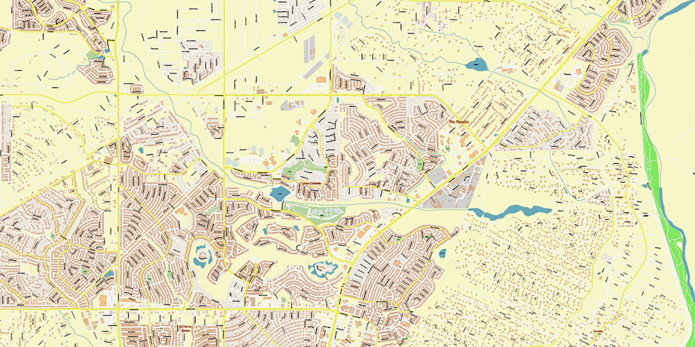 Albuquerque New Mexico USA Map Vector Exact Plan High Detailed Street Map editable Adobe Illustrator in layers