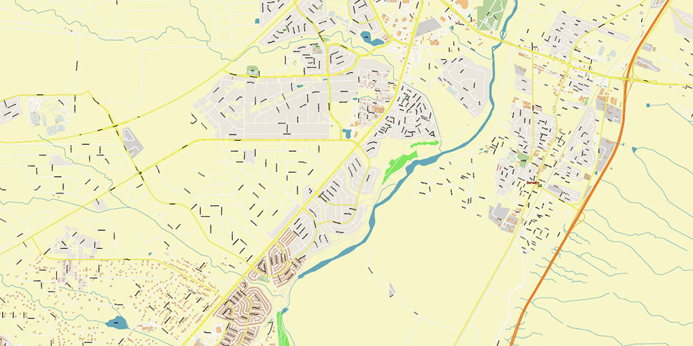 Albuquerque New Mexico USA Map Vector Exact Plan High Detailed Street Map editable Adobe Illustrator in layers