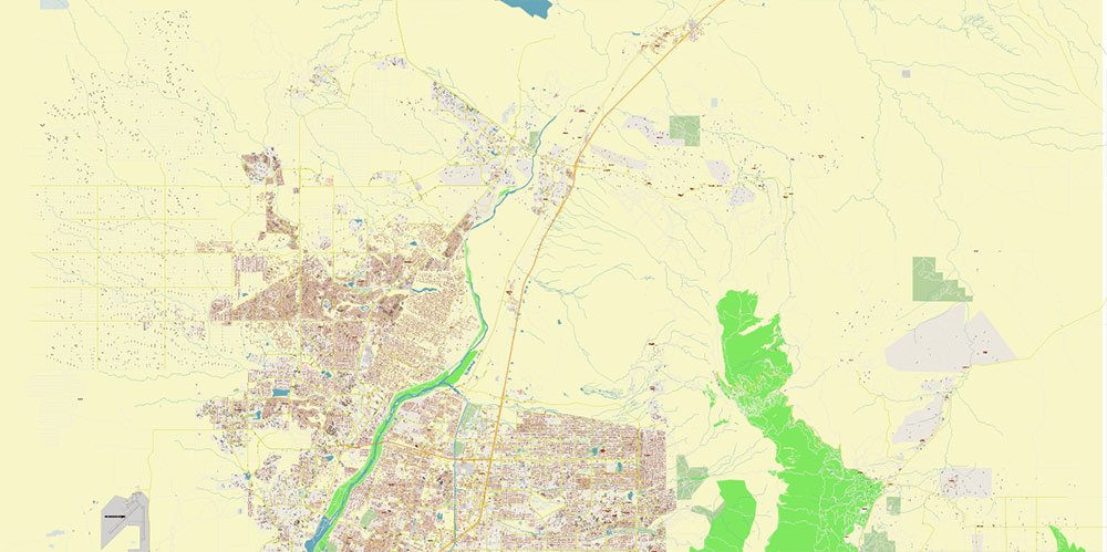 Albuquerque New Mexico USA Map Vector Exact Plan High Detailed Street Map editable Adobe Illustrator in layers