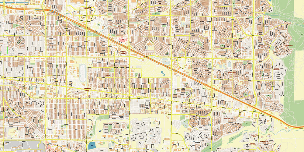 Albuquerque New Mexico USA Map Vector Exact Plan High Detailed Street Map editable Adobe Illustrator in layers