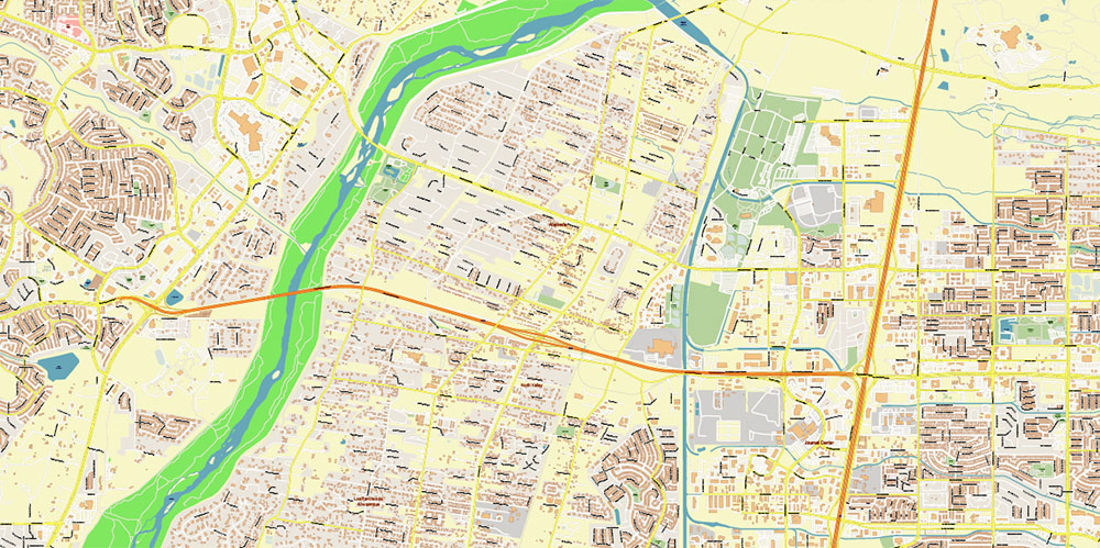 Albuquerque New Mexico USA Map Vector Exact Plan High Detailed Street Map editable Adobe Illustrator in layers