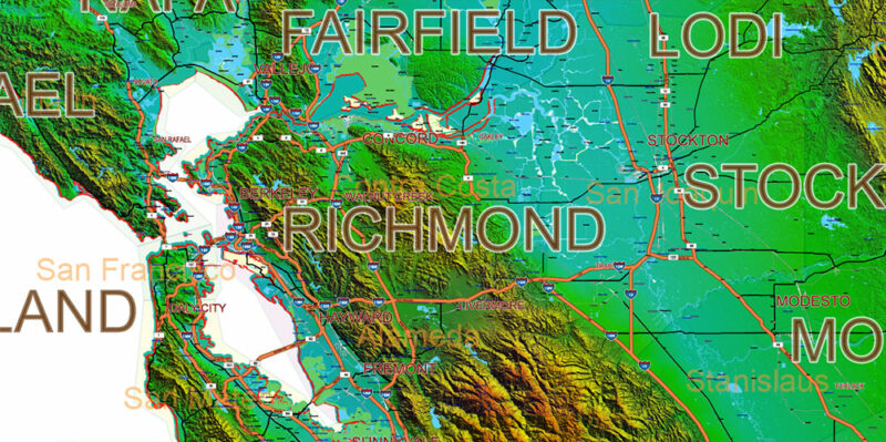 _California State US Map Vector Exact High Detailed Roads Map V.2 ...