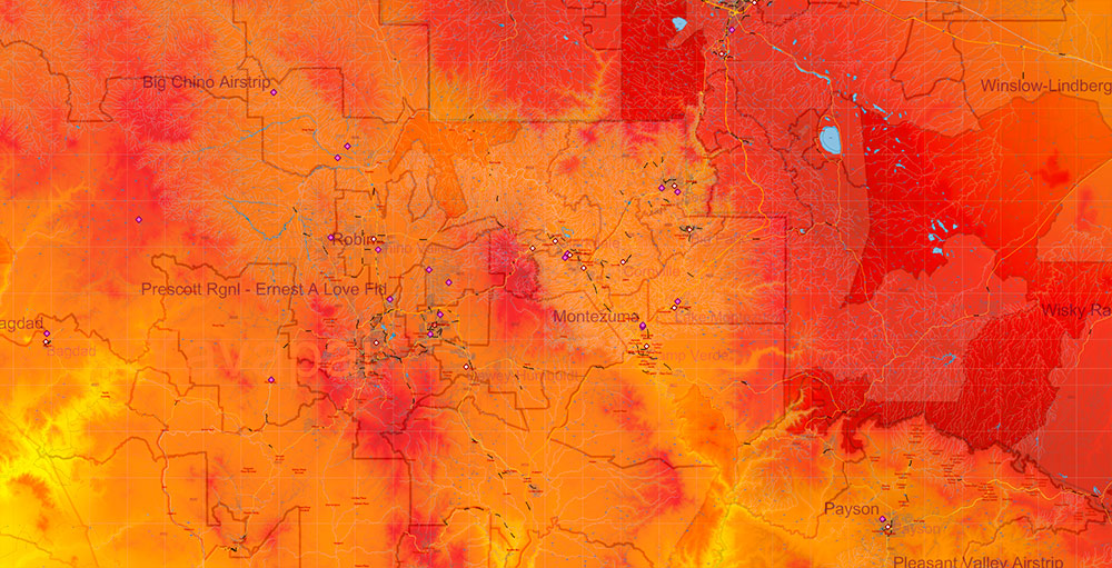Arizona State US Map Vector Exact Colored Reliaf and Roads High Detailed Map + Counties + Zipcodes editable Adobe Illustrator in layers