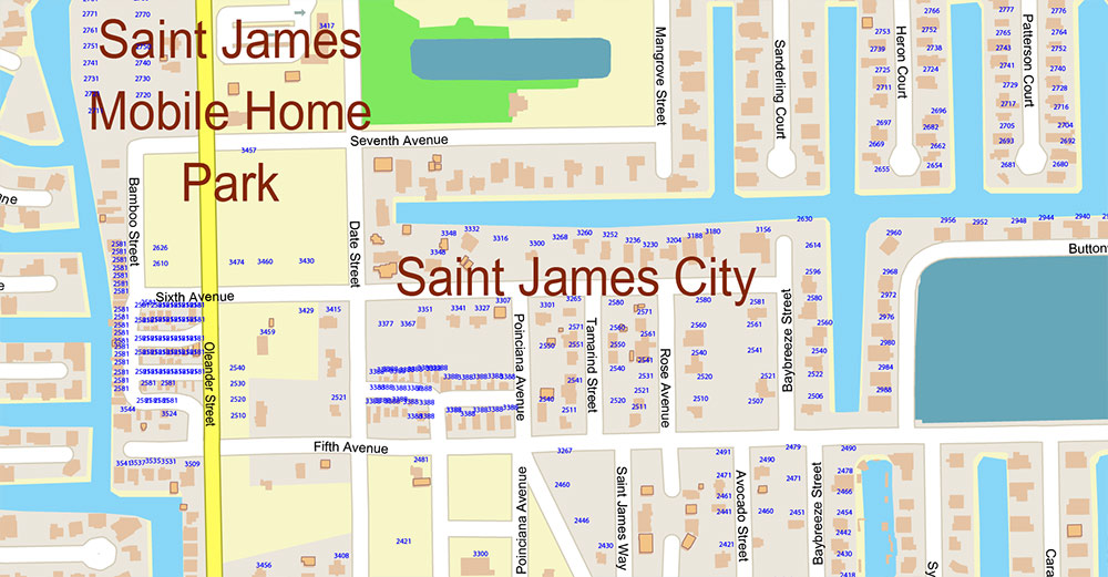 Islands Fort Myers Area Florida USA Map Vector Exact High Detailed Street Map editable Adobe Illustrator in layers
