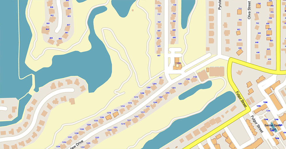 Islands Fort Myers Area Florida USA Map Vector Exact High Detailed Street Map editable Adobe Illustrator in layers