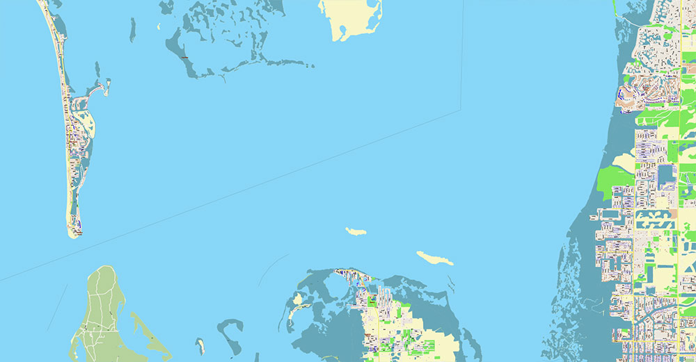 Islands Fort Myers Area Florida USA Map Vector Exact High Detailed Street Map editable Adobe Illustrator in layers