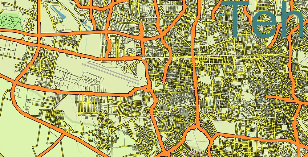 Iran Map Vector Exact Shaded Relief and Roads High Detailed Map Admin areas levels 1,2, editable Adobe Illustrator in layers