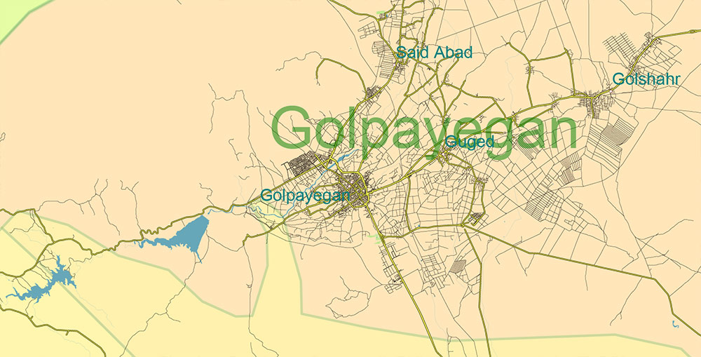 Iran Map Vector Exact Shaded Relief and Roads High Detailed Map Admin areas levels 1,2, editable Adobe Illustrator in layers