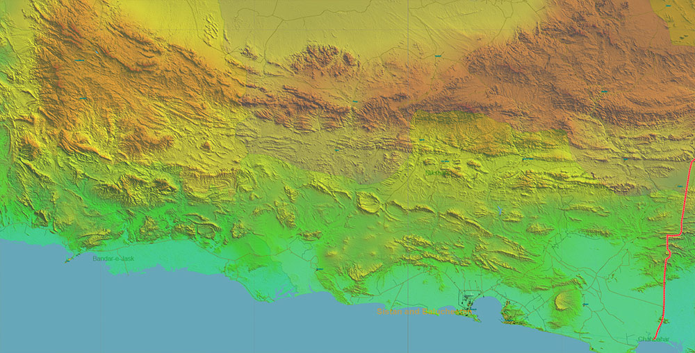 Iran Map Vector Exact Shaded Relief and Roads High Detailed Map Admin areas levels 1,2, editable Adobe Illustrator in layers