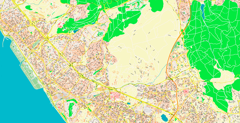 Istanbul Turkey Metro Area Map Vector Exact High Detailed Street Map editable Adobe Illustrator in layers