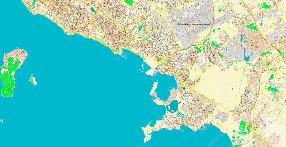 Istanbul Turkey Metro Area Map Vector Exact High Detailed Street Map editable Adobe Illustrator in layers