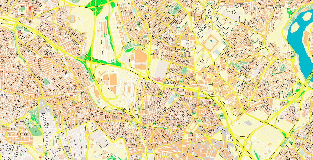 Istanbul Turkey Metro Area Map Vector Exact High Detailed Street Map editable Adobe Illustrator in layers