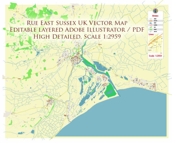 Rye East Sussex UK Map Vector Exact City Plan High Detailed Street Map editable Adobe Illustrator in layers Rye East Sussex UK Map Vector Exact City Plan High Detailed Street Map editable Adobe Illustrator in layers