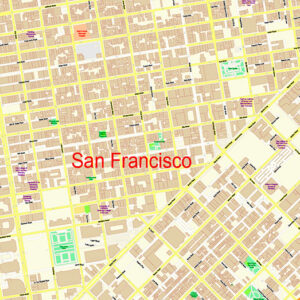 San Francisco North Part Map Vector California US Exact high and low detailed Street Road Maps 2 editable Adobe PDF in layers