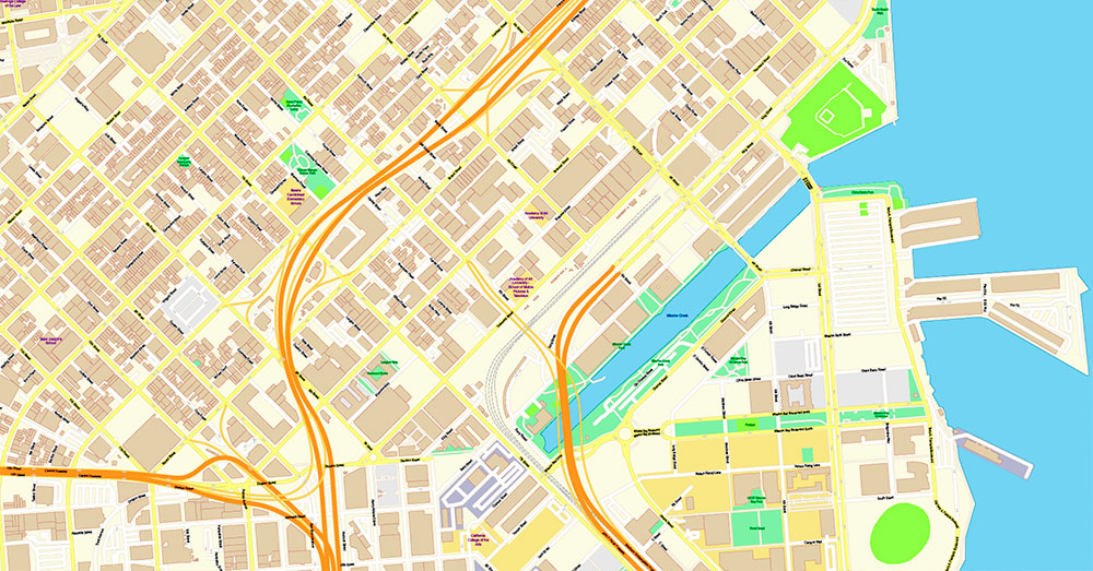 San Francisco North Part Map Vector California US Exact high and low detailed Street Road Maps 2 editable Adobe PDF in layers
