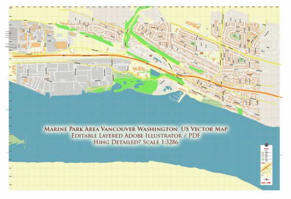 Vancouver Washington Marine Park Area Map Vector Exact City Plan High Detailed Street Map editable Adobe Illustrator in layers Vancouver Washington Marine Park Area Map Vector Exact City Plan High Detailed Street Map editable Adobe Illustrator in layers