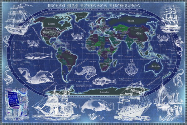 17 Vintage World Map Poster – 24x36 in (300 DPI, Print-Ready JPG) Robinson PRJ saturated blue palette 17 Vintage World Map Poster – 24x36 in (300 DPI, Print-Ready JPG) Robinson PRJ saturated blue palette