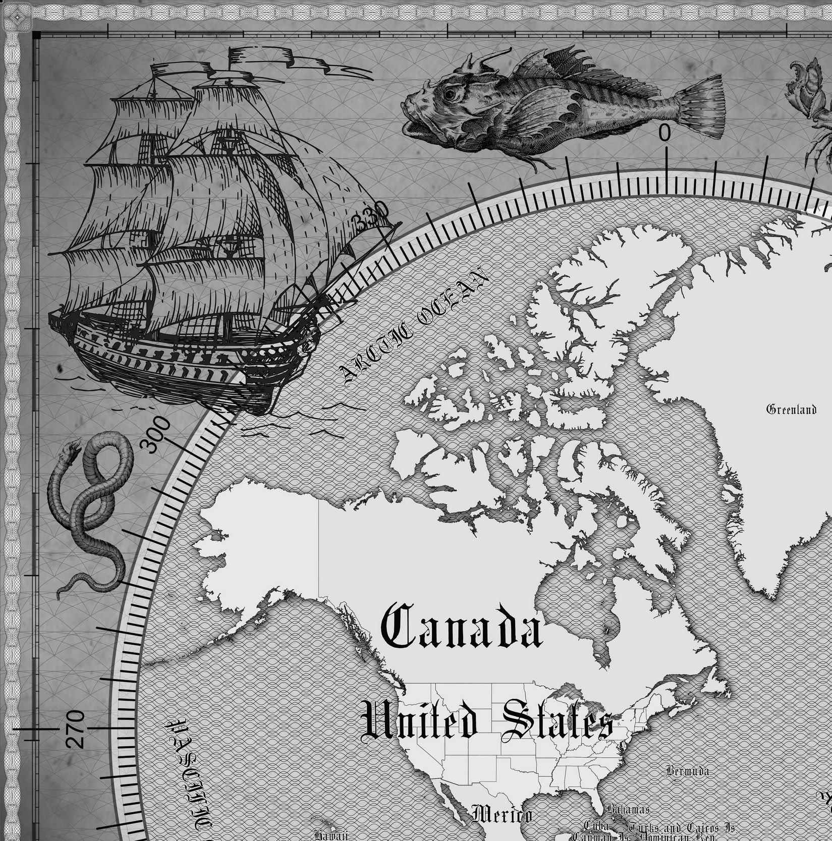 8 Vintage World Map Poster – 24x36 in (300 DPI, Print-Ready JPG) Mercator PRJ black-white palette