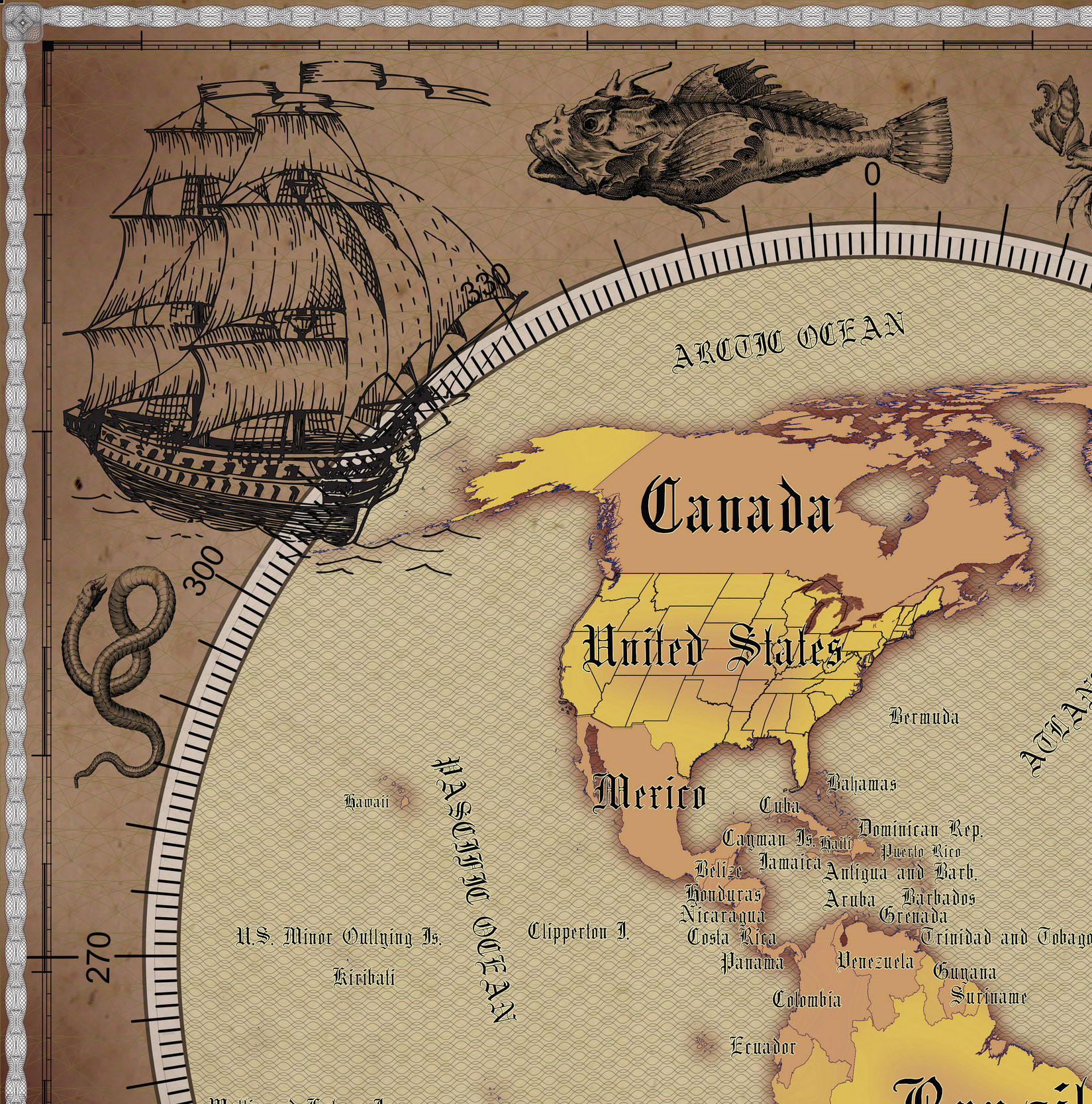 3 Vintage World Map Poster – 24x36 in (300 DPI, Print-Ready JPG) Gall Peters PRJ warm palette corr