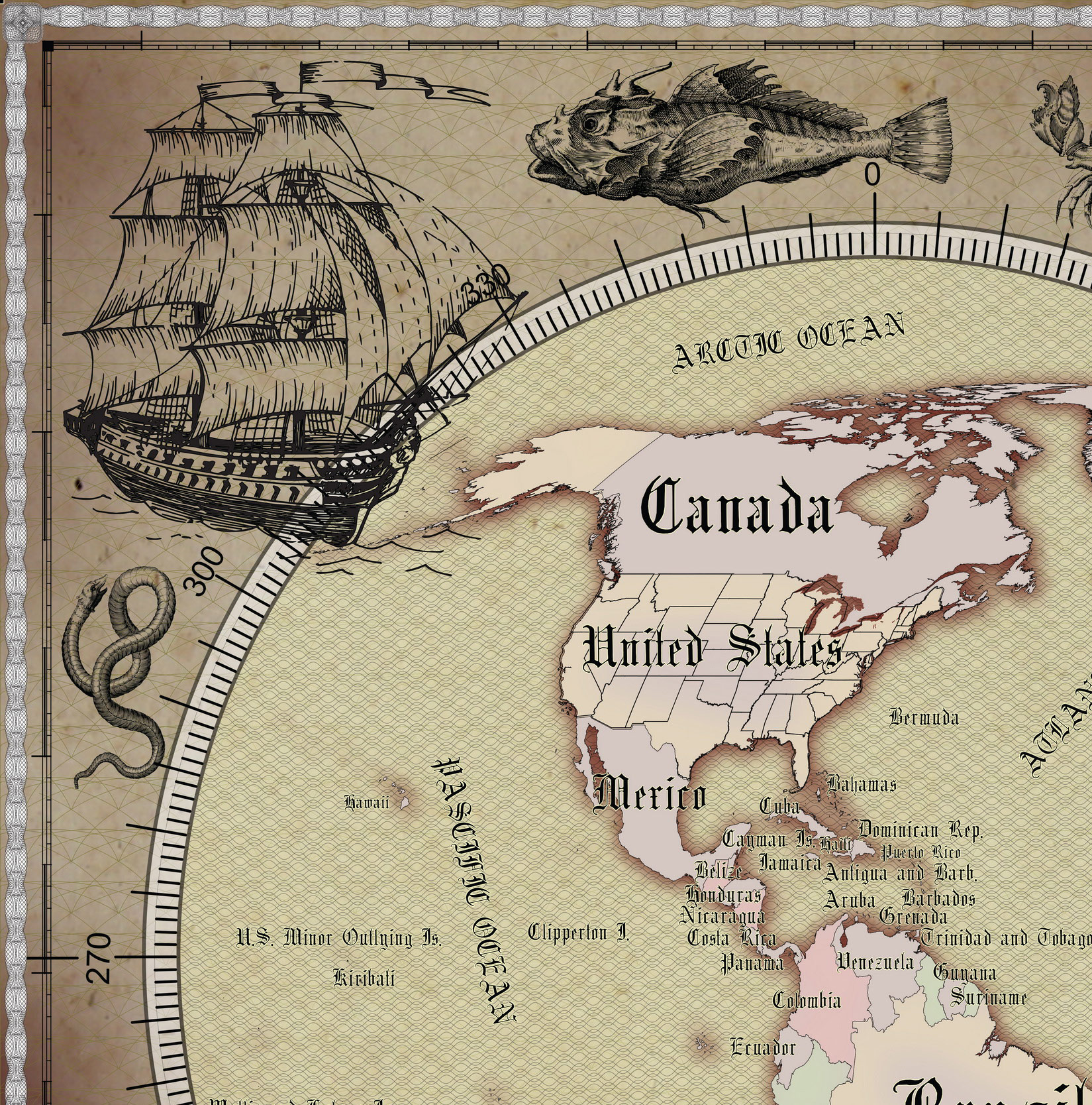 19 Vintage World Map Poster – 24x36 in (300 DPI, Print-Ready JPG) Gall Peters PRJ saturated warm colors palette